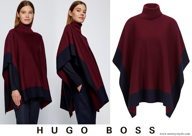 Princess Marie wore Hugo Boss reversible roll neck poncho in fine merino wool
