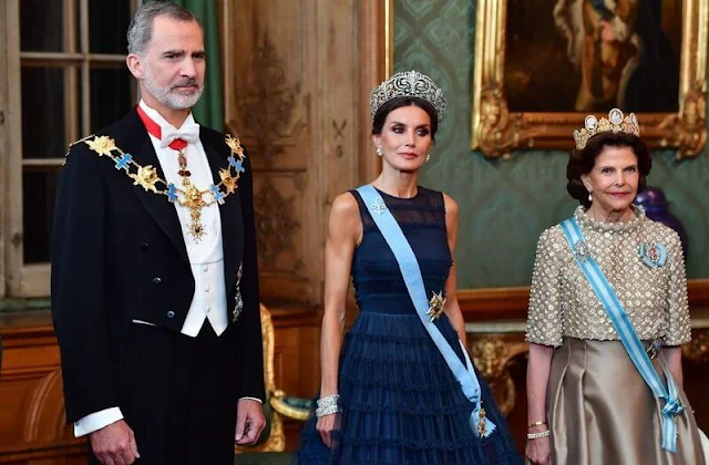 Queen Letizia wore a tulle ball dress by H&M. Crown Princess Victoria wore a wildflowers gown by Frida Jonsvens. Princess Sofia