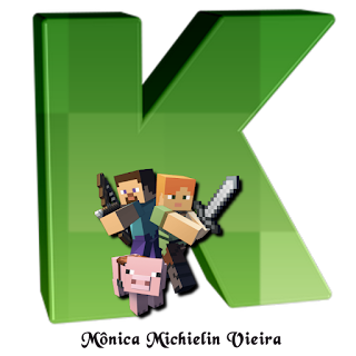 Abecedario Verde con Personajes de Minecraft.