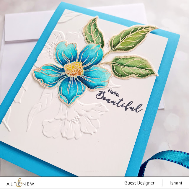 Altenew 2021 A year in review blog hop, Altenew floral cards, Altenew embossing folder cards, altenew CAS cards, Altenew guest designer Ishani, Altenew Hello beautiful stamp and embossing folder, Altenew Craft your life kit card, Altenew watercolor floral card