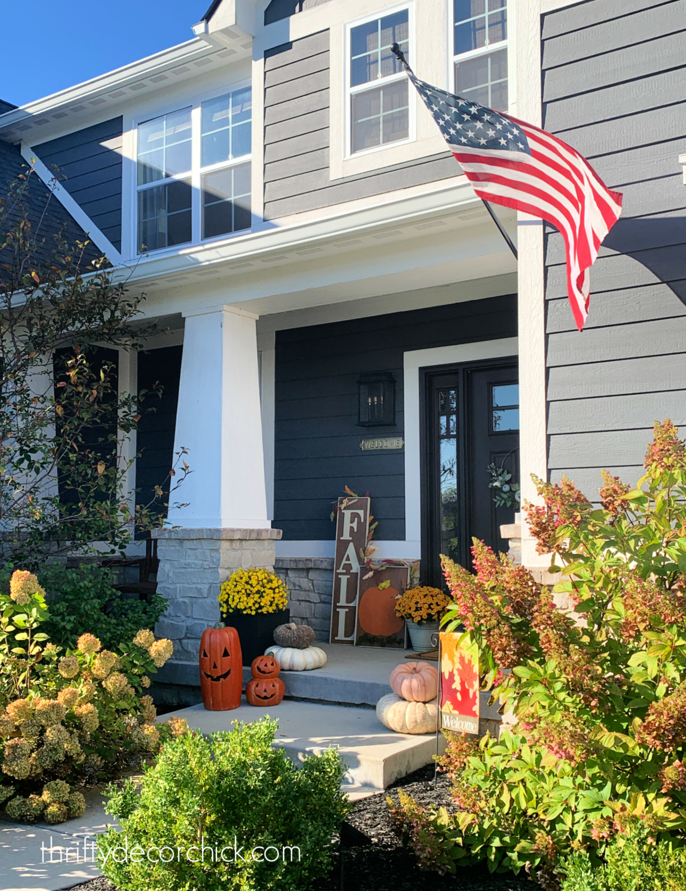 colorful fall porch craftsman house