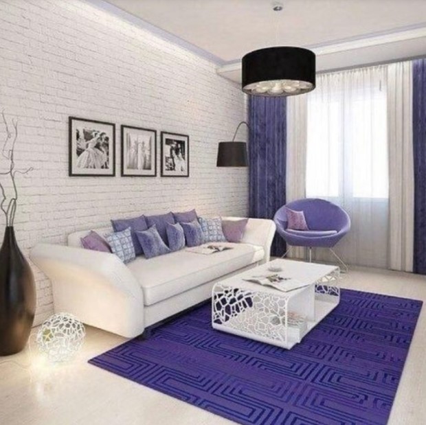 purple colour combination for living room