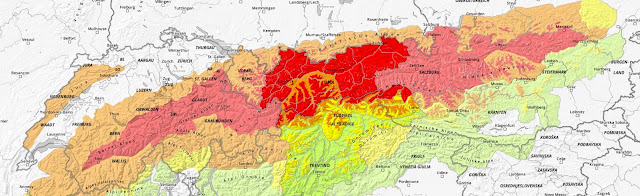 Panoramica dei livelli di pericolo nella regione alpina il 2 febbraio 2022.