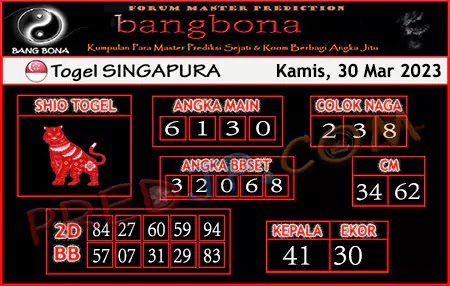 Prediksi Bang Bona SGP Kamis 30 Maret 2023