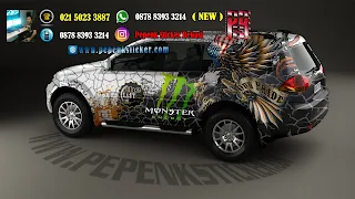 Pajero,Mobil,Cutting Sticker,Digital printing,monster energy,jakarta,Bekasi,