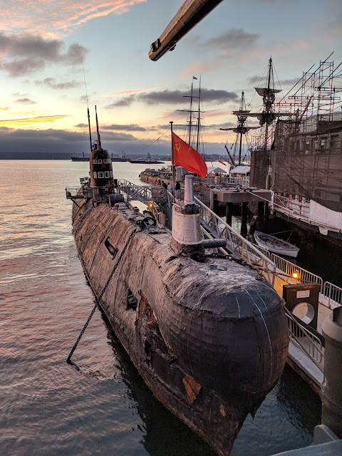 An old Soviet submarine that was on visit at the Maritime museum of San Diego