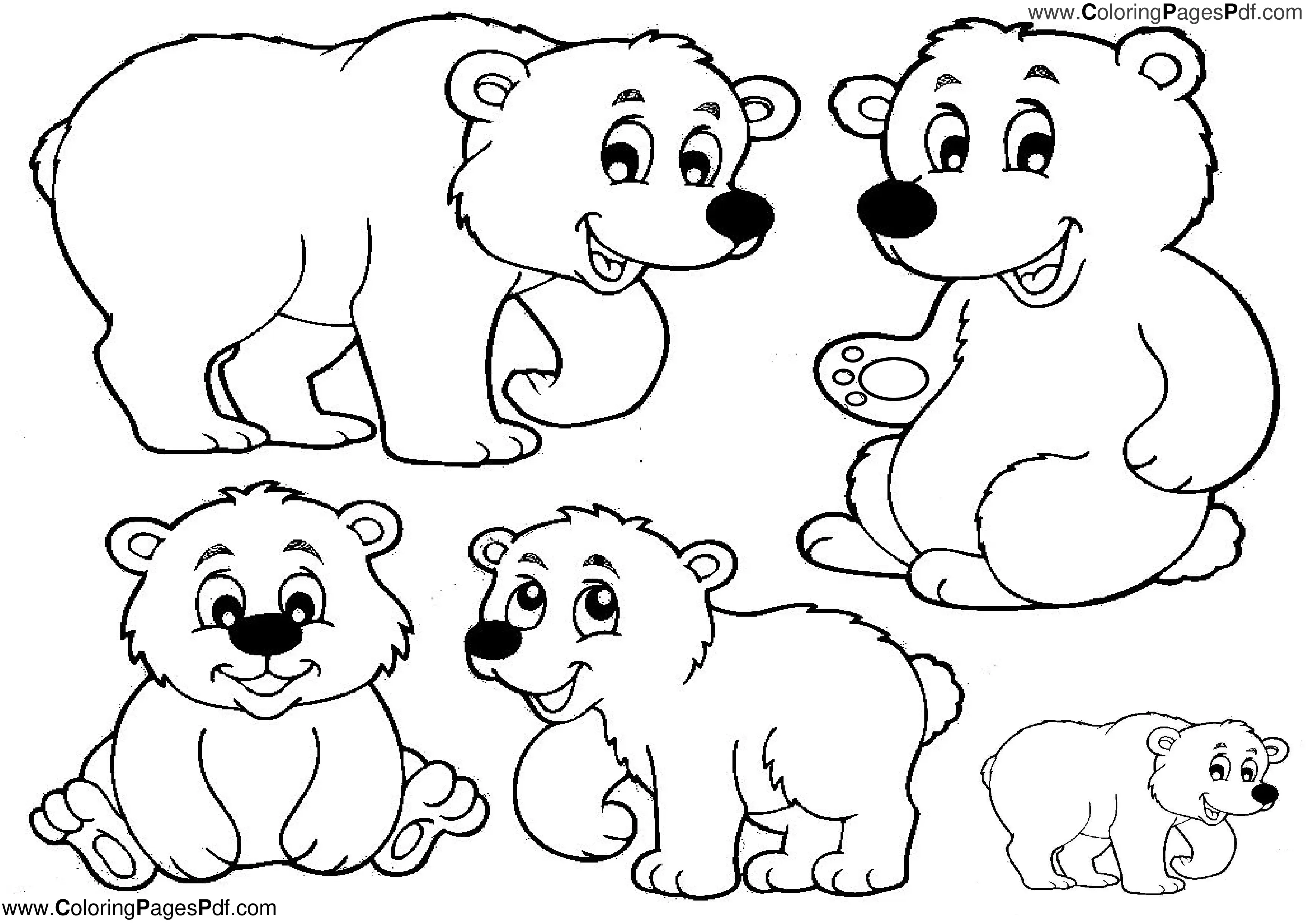 Bear coloring pages for kids