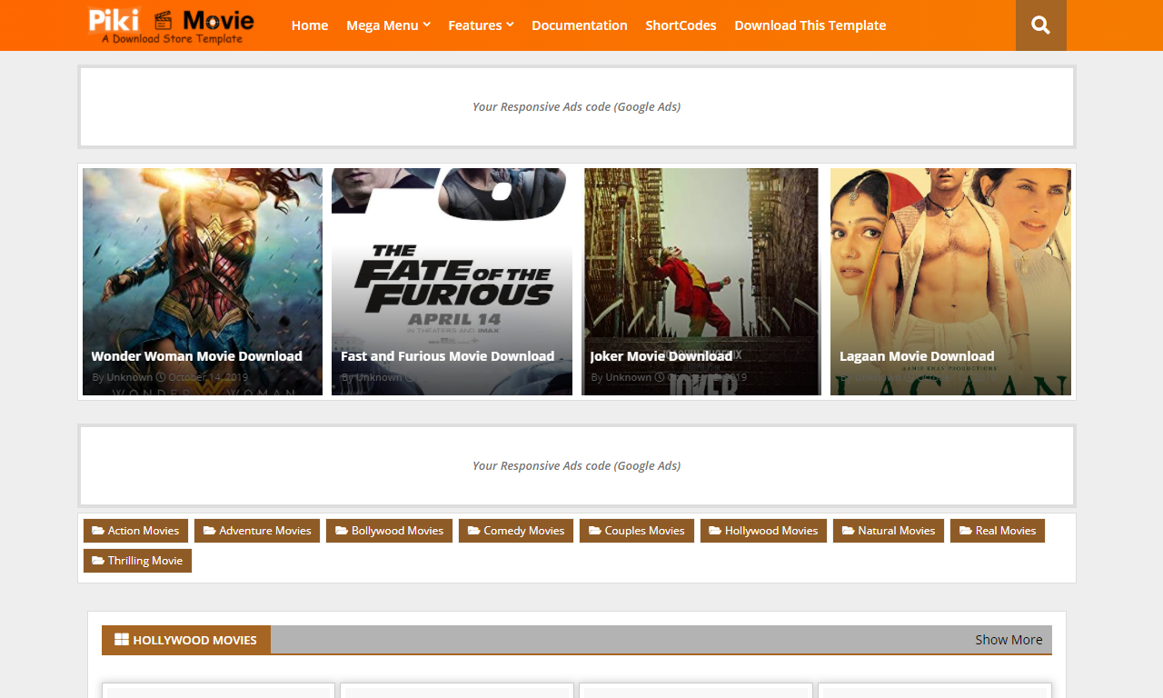 Piki Movie Blogger Template