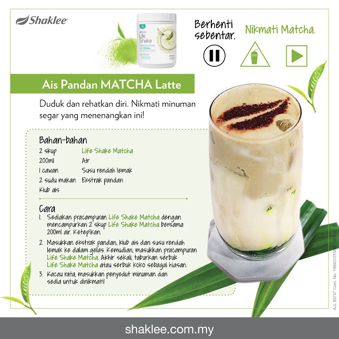 Resepi Life Shake Matcha : Ais Pandan Matcha Latte