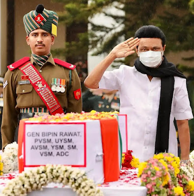 Chief Minister of Tamil Nadu M K Stalin at the Madras Regimental Centre (MRC) in Wellington on Thursday