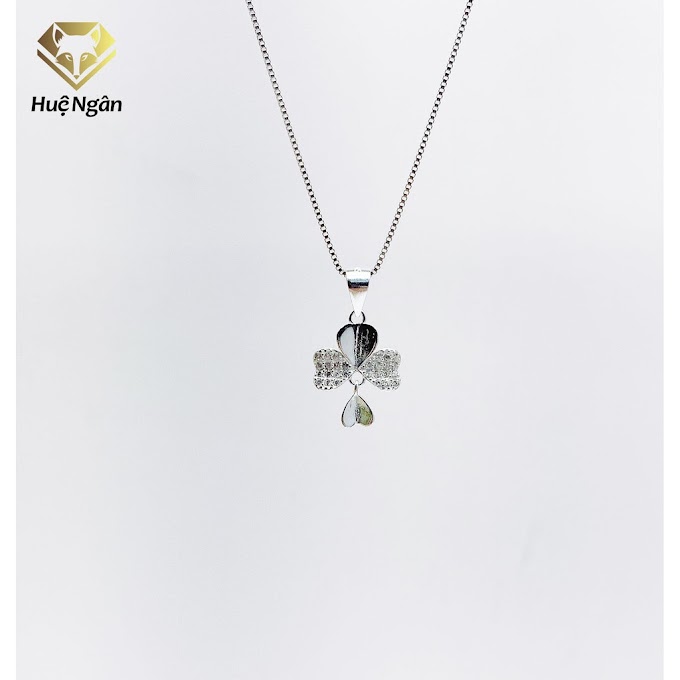 Mall Shop [ huengan_jewelry ] Dây chuyền bạc Ý 925 Huệ Ngân -Cỏ bốn lá may mắn YYDZ133