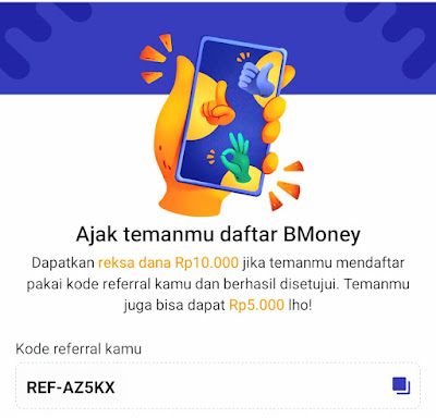 KOde Referral Bonus Bmoney Cuan Sampai Rp.500.000
