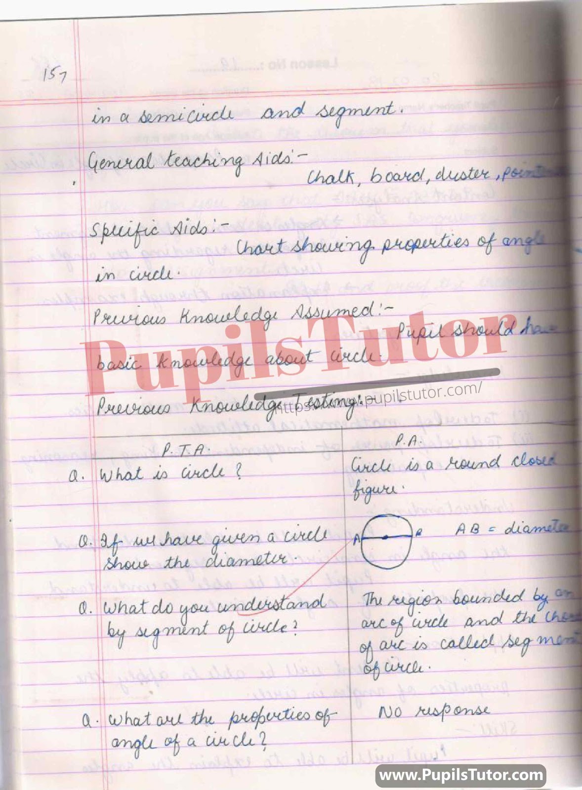 Mega Teaching Skill Angles In Semicircle And Segment Lesson Plan For B.Ed And D.el.ed In English Medium Free Download PDF And PPT (Power Point Presentation And Slides) – (Page And Image Number 2) – PupilsTutor