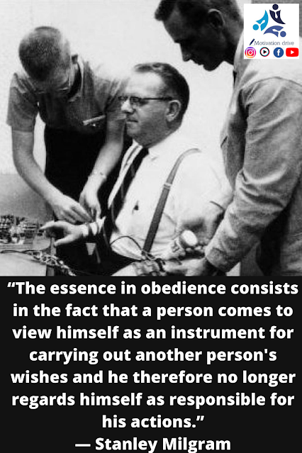 the essence of obedience consists in the fact that a person comes to view himself as the instrument for carrying out another person's wishes, and he therefore no longer sees himself as responsible for his actions Stanley Milgram