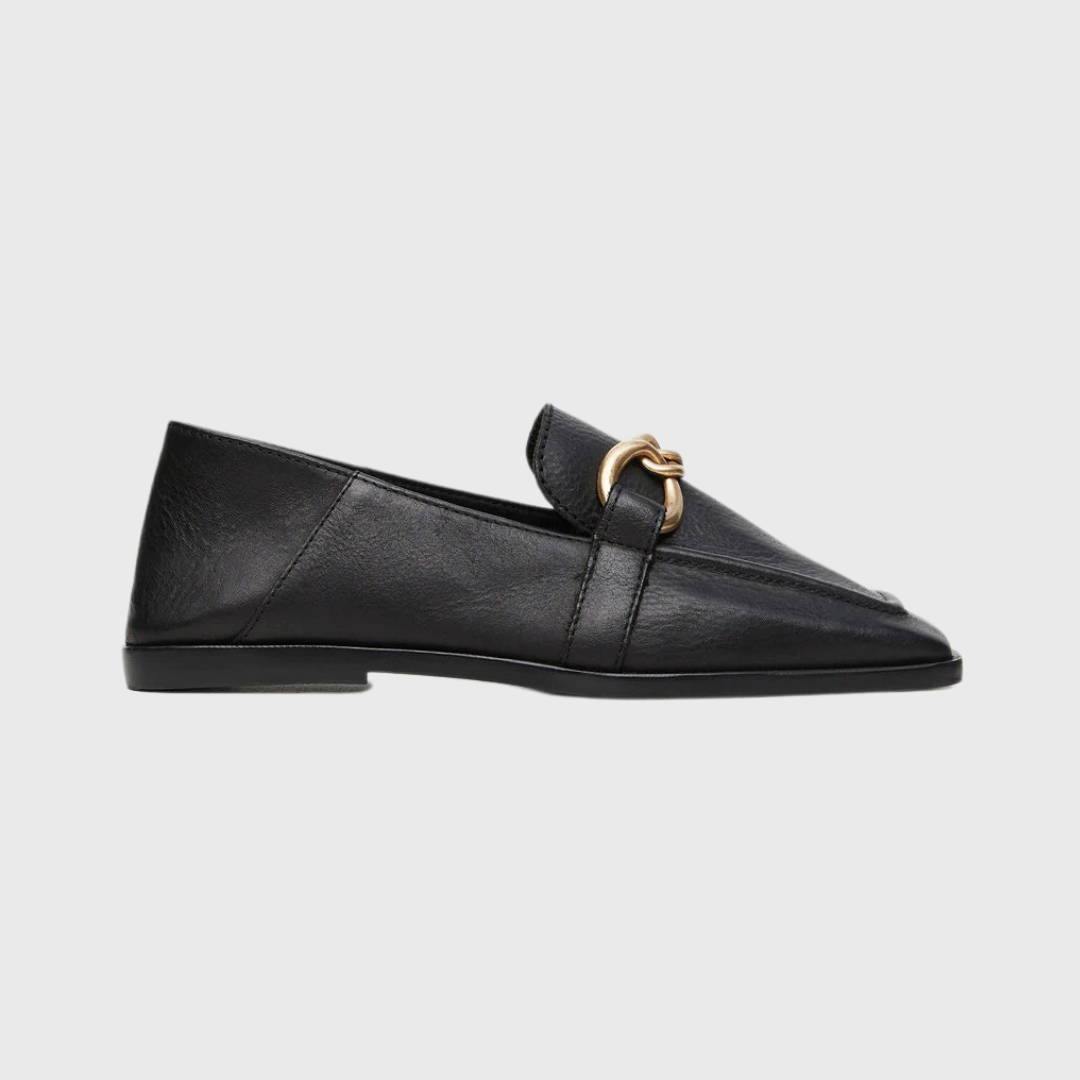 chain leather loafers