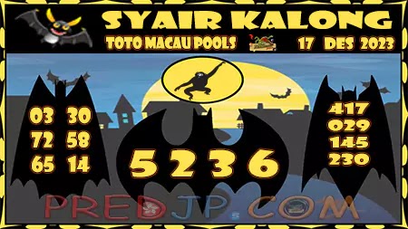 Prediksi Kalong Macau 3D Hari Ini JP 17 Desember 2023