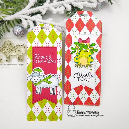 Diane's duo of bookmarks features Mistle Toad, Fleece Navidad, Meowy Christmas, and Bookmark by Newton's Nook Designs; #inkypaws, #newtonsnook, #christmascards, #bookmarks, #holidaycards
