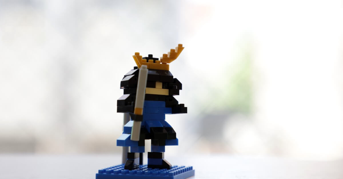 Japanese samurai Date Masamune made from LEGO bricks