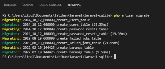 Laravel migrate