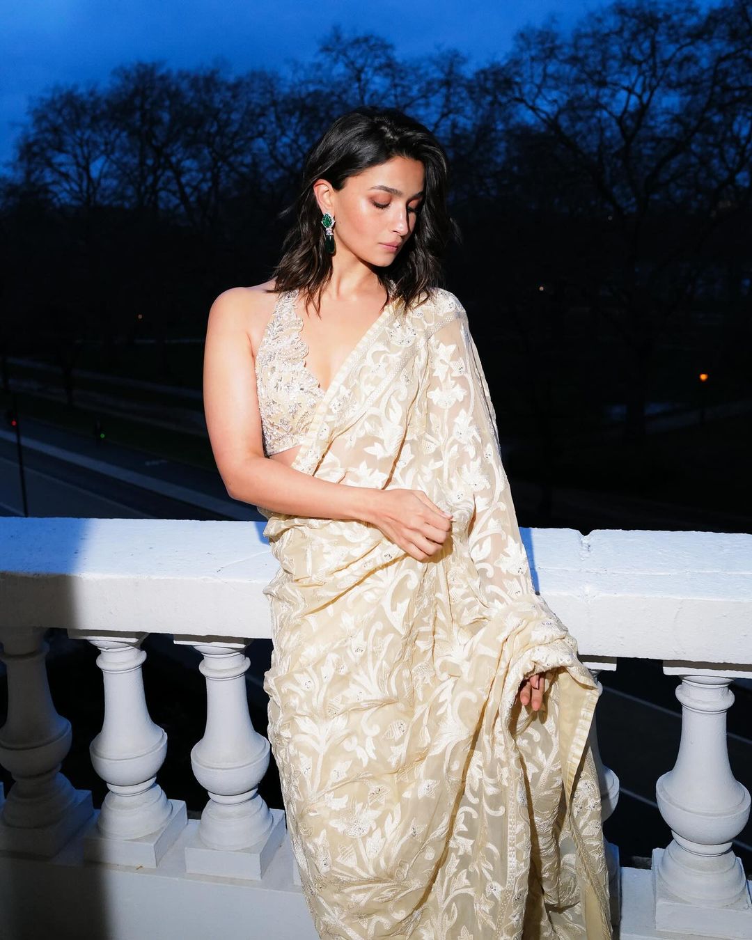 Alia Batt's Ivory Floral Resham Saree has grabbed a lot of attention at the Hope Gala 2024 in London