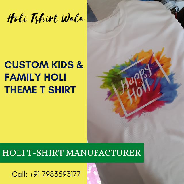 T-Shirts Manufacturer Holi T Shirts For Kids, Personalized/Customised Round Neck Holi T-shirt, Custom Kids & Family Holi Theme T Shirts “Happy Wali, Polyester Printed T Shirt, Holi, Holi T-Shirt Wholesale Manufacturer In Delhi, Manufacturer & Supplier , oli Tshirts for Kids. Holi Tshirts