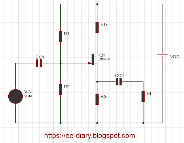 common drain JFET circuit diagram