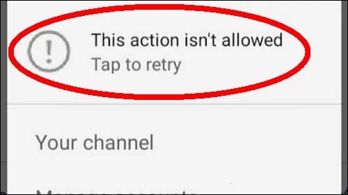 How To Fix This Action isn't Allowed Tap To Retry Problem Solved in YouTube Account