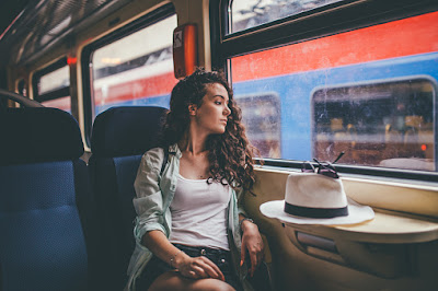 woman in a metro train