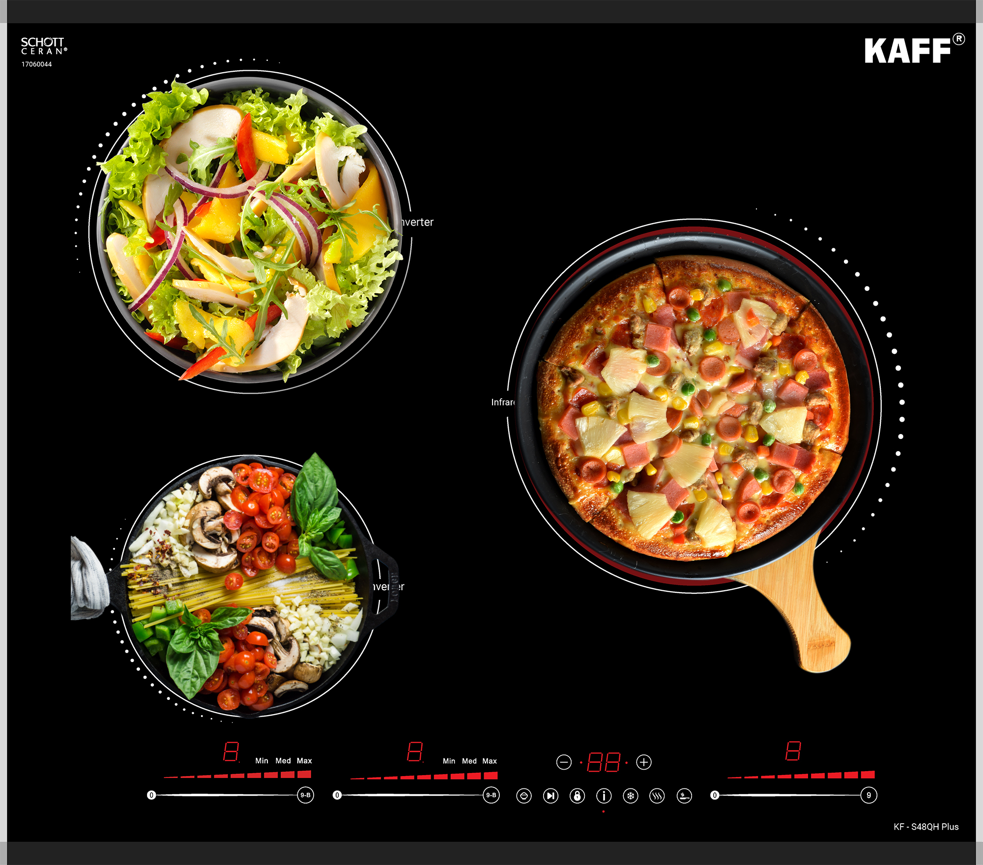 Bếp điện từ Kaff KF-S48QH Plus được ứng dụng công nghệ Inverter giúp tiết kiệm tối đa điện năng mà bếp vẫn đạt hiệu suất xử lý cao nhất trong quá trình sử dụng.