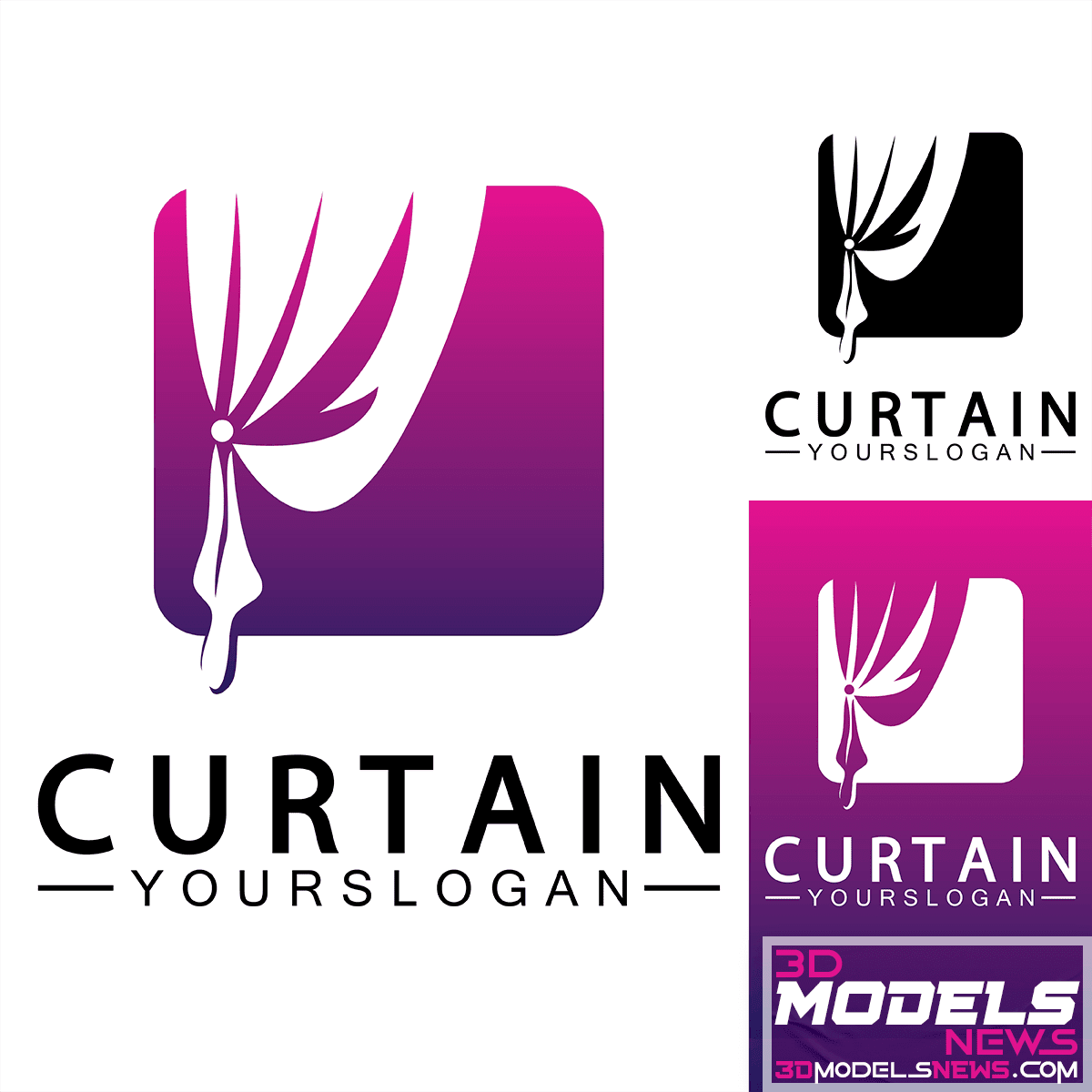 Curtain logo vector illustration design template