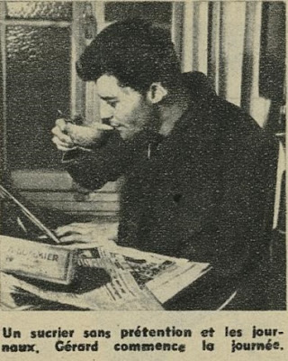 Gérard Philipe chez lui en 1947 :  petit-déjeuner