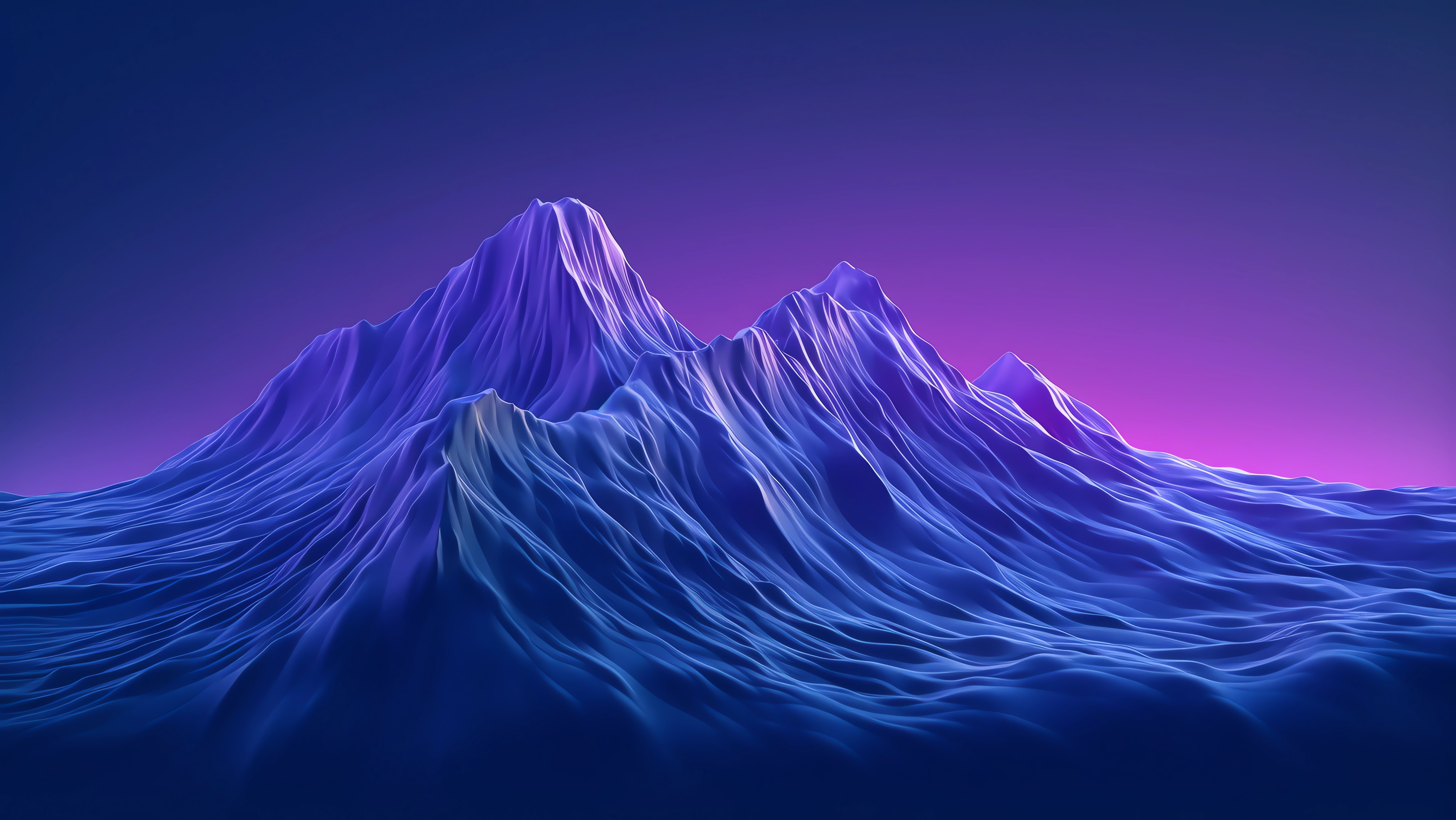 Blue Wave Illustration Wallpaper (4K) for PC em 2023