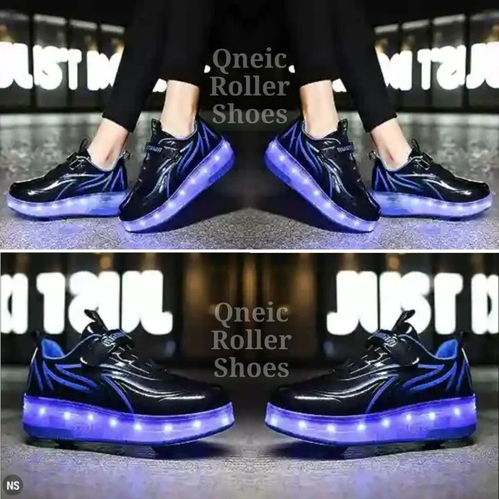 Qneic Light Up Shoes: Kids USB Rechargeable Roller Skate Sneakers for Boys and Girls - Suitable as Gift Items for Children