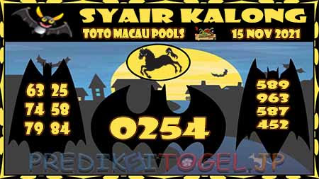 Syair Kalong Toto Macau Hari Ini 15 November 2021