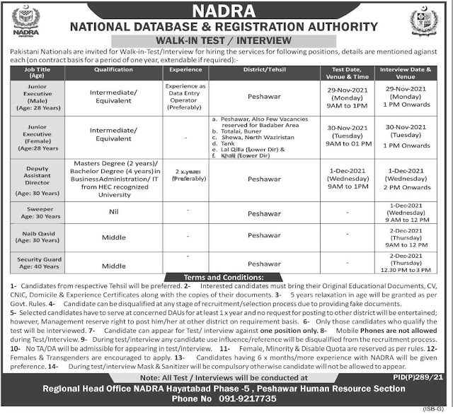 NADRA Jobs 2021 – National Database and Registration Authority Jobs 2021
