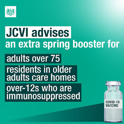 JCVI advises an extra Spring Booster dose for people who are over 75, live in an older adult care home or are immunosuppressed