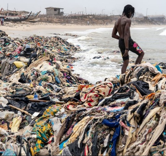 Heaps of Unwanted Clothes Believed To Be 'Okrika' From UK Wash Up on Ghana's Beaches