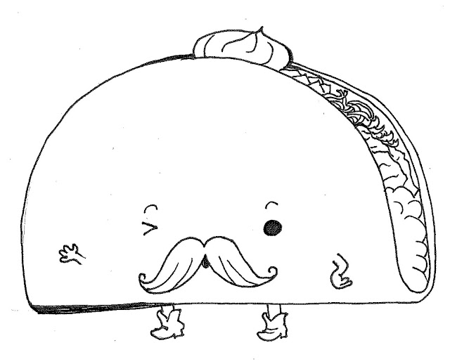 Printable Kawaii Taco Coloring Page