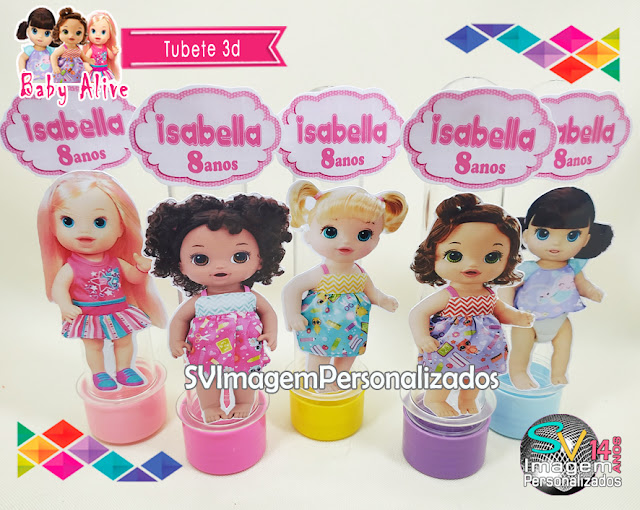 Bonecas Baby Alive dicas e ideias para decoração de festa personalizados  lembrancinha Tubete 3d