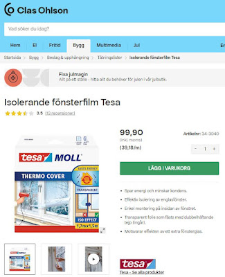 Isolerande fönsterfilm Tesa