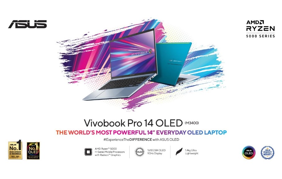 Laptop Asus Vivobook Pro 14 OLED M3400 Resmi Diluncurkan di Indonesia, Layar OLED Bertenaga Ryzen