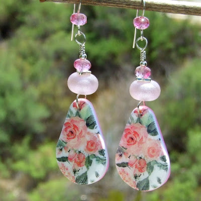 pink roses earrings gift for women