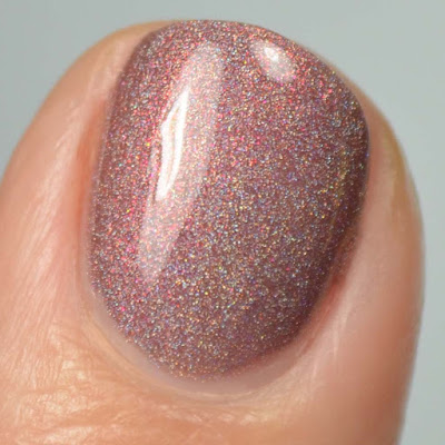 linear holographic brown nail polish swatch