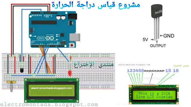 مشروع قياس دراجة الحرارة بإستعمال ال arduino uno