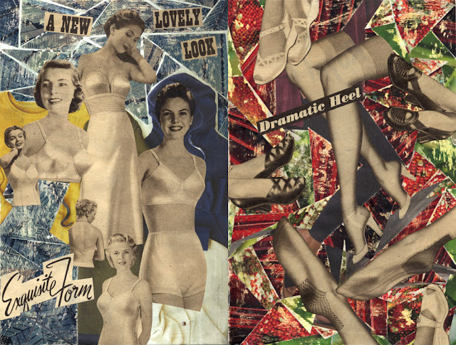 Collaged catalog with 1950s models