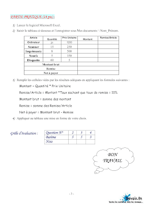 فرض مراقبة 2 اعلامية سنة 9 الثلاثي الثاني مع الاصلاح pdf  , devoir de controle 2 informatique 9ème année  avec correction pdf trimestre 2