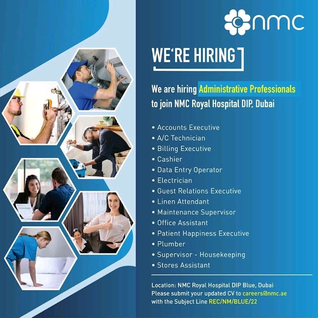 NMC Hospital DIP Blue Dubai Administrative Job Vacancies : Apply Now