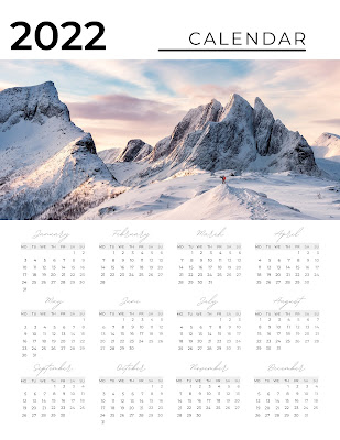 10 Free Year Calendars For 2022 - Printable - Nature Themed - Beautiful, Unique Stylish Designs