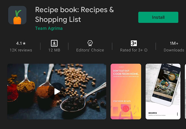 Recipe book: Recipes & Shopping List  mobile app by Team Agrima
