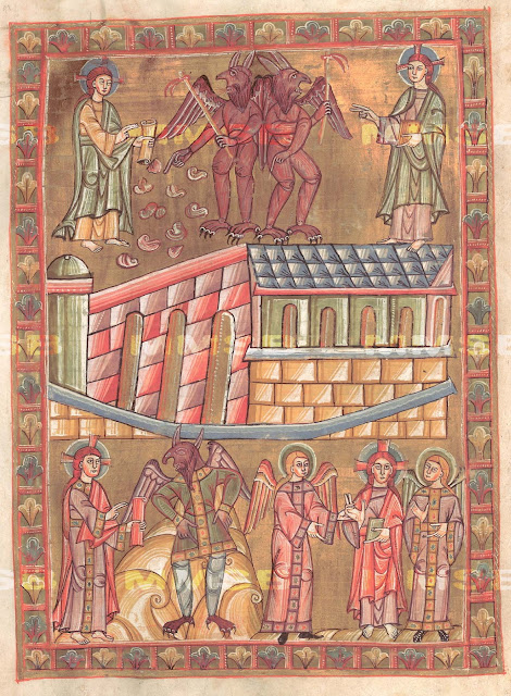 Jesus' Temptation in Vyšehradský kodex, manuscript